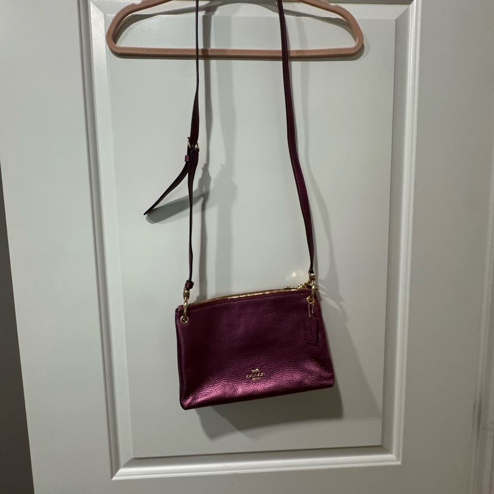 Coach Pebbled Leather Crossbody in Plum